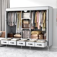 Grosser Stoff-Kleiderschrank mit Schubladen,