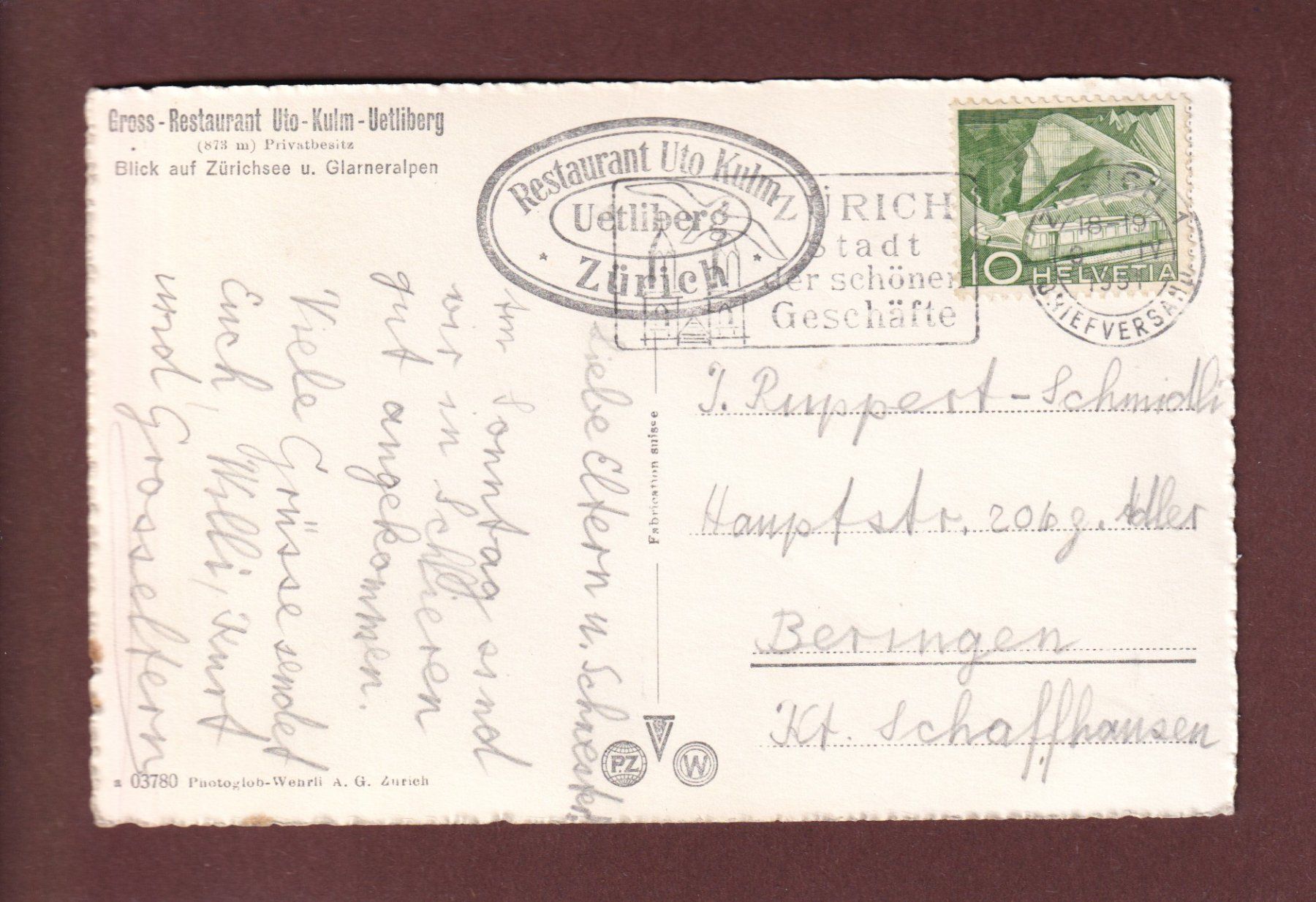 Cartoline postali: UETLIBERG - Restaurant Uto-Kulm - 1951 – Usato da Pully venduto da nicecards-shop 1