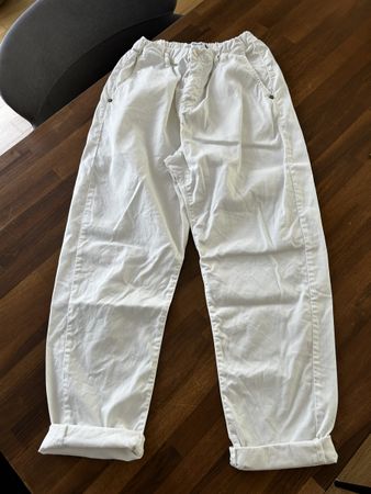 PLEASE edle Sommerhose mit Gummibund, Weiss, Gr. S