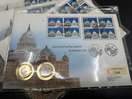 FDC & 2.- & 1 Dollar, Schweiz USA, 1991  Preis pro Stück