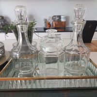 Glas Menage mit Spiegelplateau / Vintage