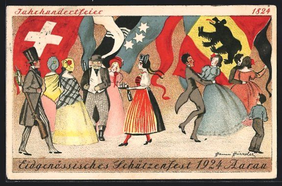 Ansichtskarten: Aarau, Jahrhundertfeier, Eidgenössische – Gebraucht aus Berlin von bartko-reher