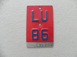 Velonummer Rad Velo Nummer LU 86 Luzern 1986 Geschenk