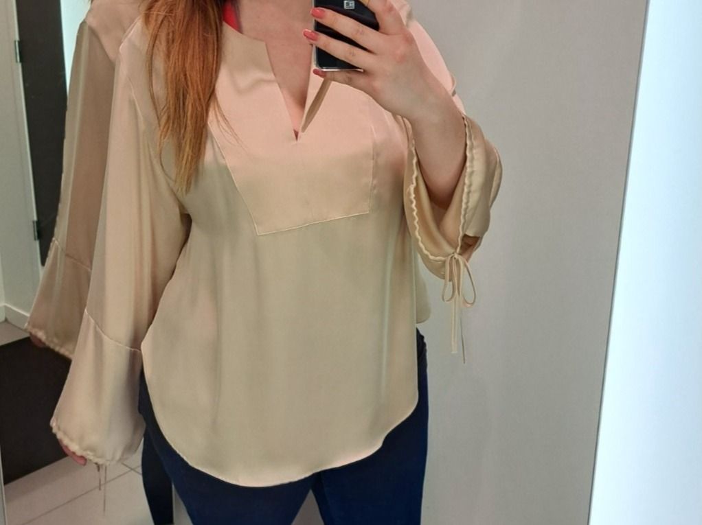 H&M Camicette: Satinbluse, Gold, Grösse L – Nuovo (secondo la descrizione) da La Neuveville venduto da Vestiaire_2011 4