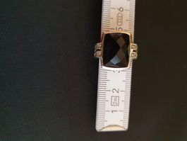 Bague argentée 925 avec onyx noir et petits brillants ✨💍