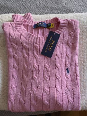 Maglione Polo Ralph Lauren rosa trecce taglia S nuovo
