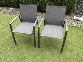 2 Stück Gartenstühle Balkonstühle Aluminium Anthrazit