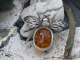 Vintage Superbrosche/Anhänger Bernstein