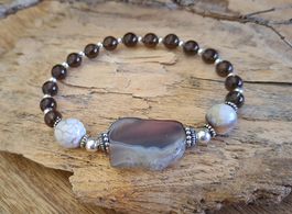 BROWNIE - Edelsteinarmband - Silber - braun