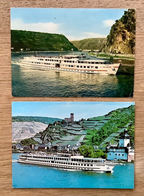 2 Alte Foto AK MS HELVETIA & MS DEUTSCHLAND Kabinenschiff Kaufen