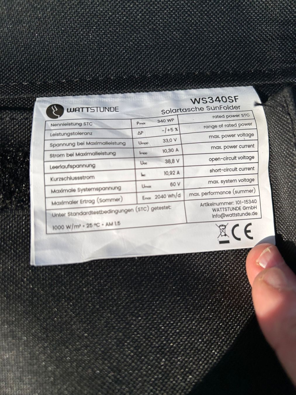 Dispositivi a energia solare: Wattstunde WS340SF SunFolder+ 340Wp Solartasche – Usato da Dielsdorf venduto da Silverstar 2