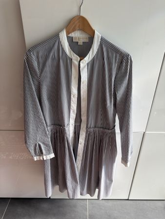 Michael Kors Hemdkleid Streifen Weiss/Schwarz Grösse S