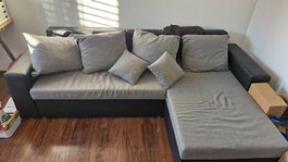 Ecksofa / Schlafsofa grau-schwarz