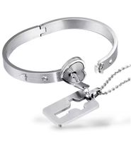 SCHMUCK SET ARMBAND UND KETTE PARTNER EDELSTAHL MIT SCHLOSS