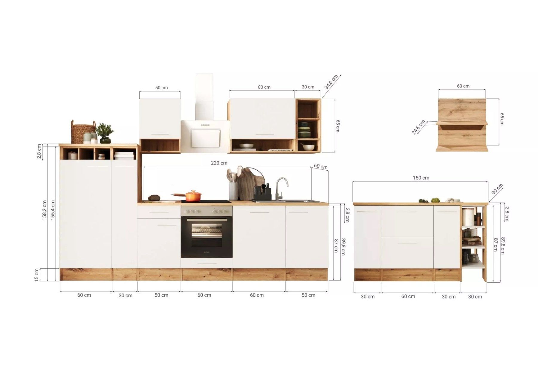 Cucine complete: 915 - Inselküche Einbauküche Eiche/Grau Hilde 310cm – Nuovo e nell'imballaggio originale da Wallenwil venduto da toesstalvertrieb 8