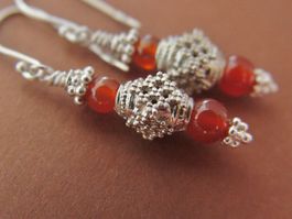 Ohrhänger Silber 925 mit Karneol / antikes Sri Lanka Silber