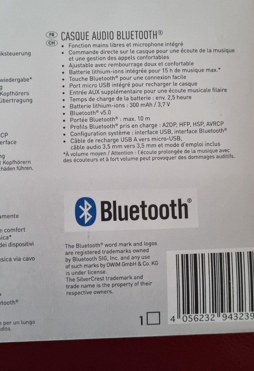 SilverCrest Cuffie: casque audio bluetooth – Nuovo e nell'imballaggio originale da Tolochenaz venduto da nieeva 4