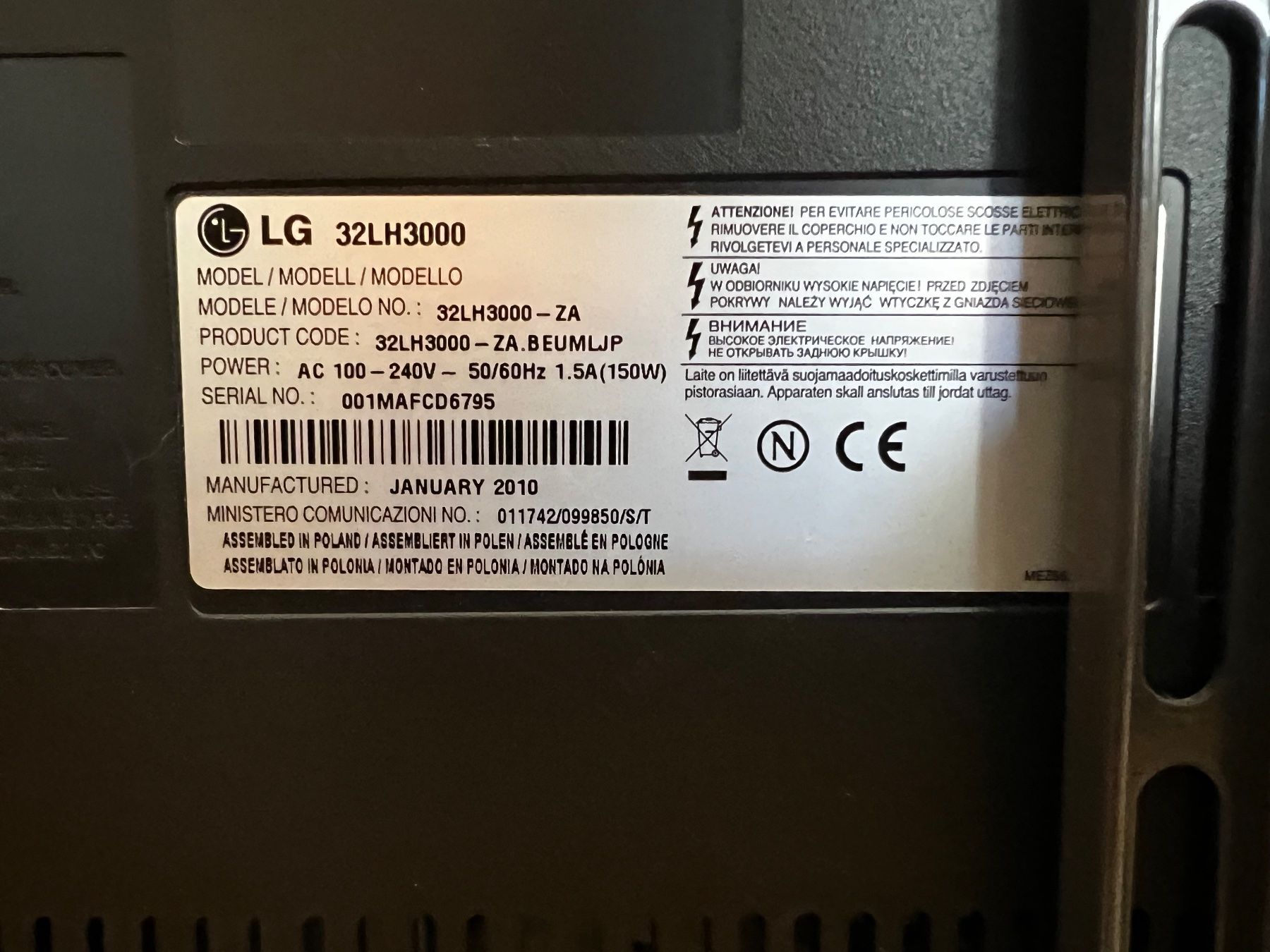 LG Fernseher: TV LG 32LH3000 – Gebraucht aus Hombrechtikon von  2