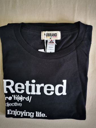 T-shirt Noir "Retraité" Neuf, Taille M - Idéal Cadeau !