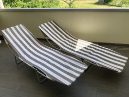 2er Set Sonnenliegestühle gestreift, ideal für den Sommer!