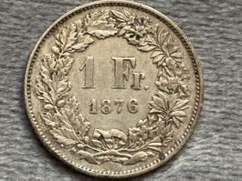 1Fr. 1876 ss+,schöne Details, ungereinigt, original Patina