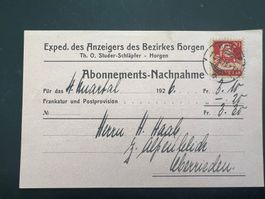 1926 Anzeiger Horgen Abokarte-Nachnahme   (V261)