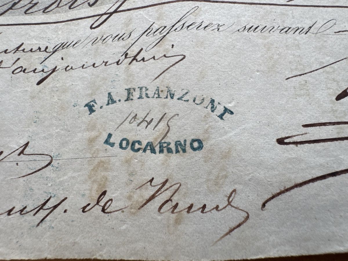 Documenti: Facture Franconia Locarno 1865 – Usato da GRAND - LANCY venduto da petitpain67 1