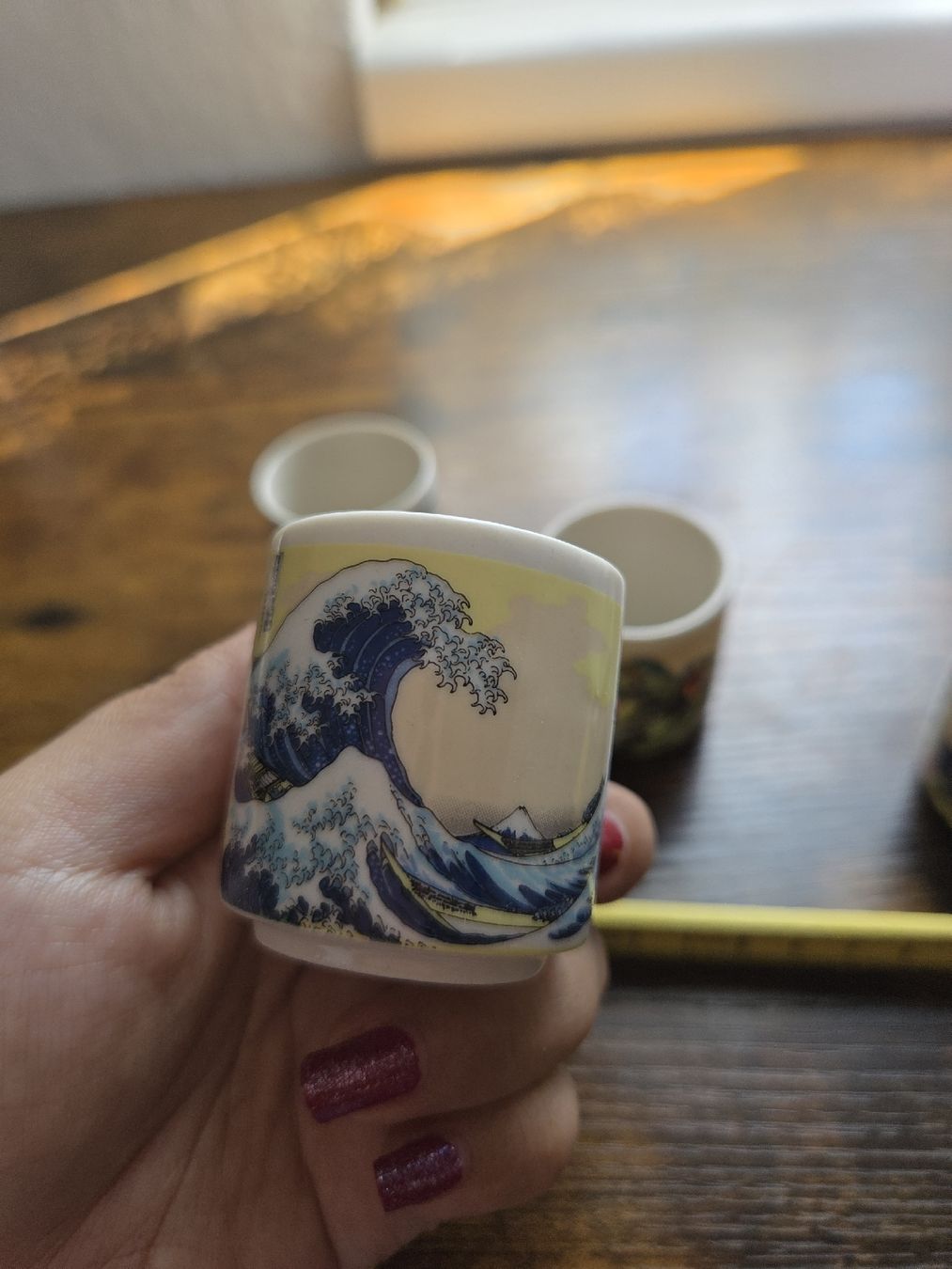Tassen: Sake Cups 5pc Japanese Art Ukiyo-e Design Ceramic Set – Gebraucht aus Winterthur von Maricels_Boutique 4