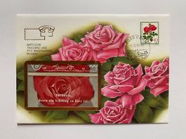 FDC Taxcard + PTT-Briefmarke Rosen 1992