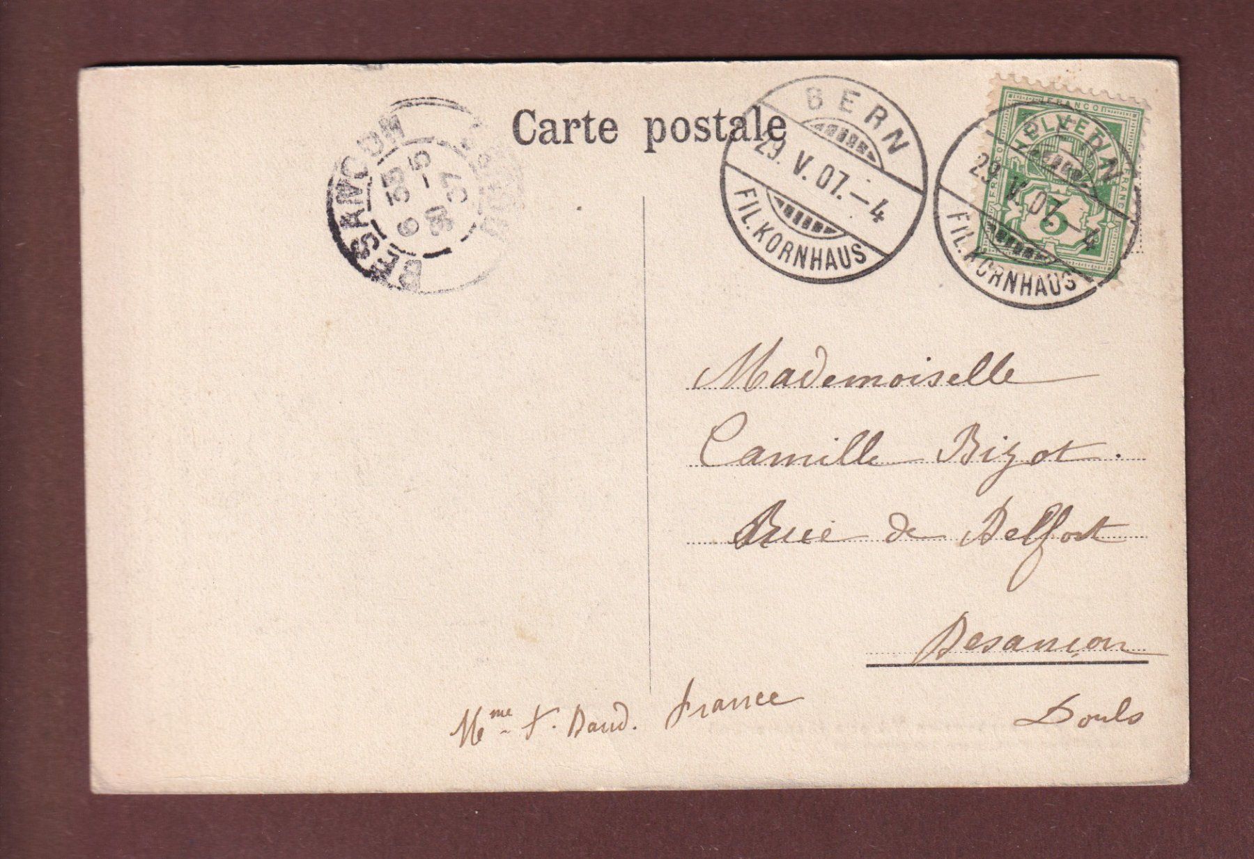 Ansichtskarten: BERN - Krankenpension Viktoria - 1907 – Gebraucht aus Pully von nicecards-shop 1