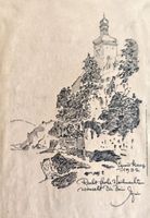 Ein Schlossturm – Bleistiftzeichnung von 1932, signiert
