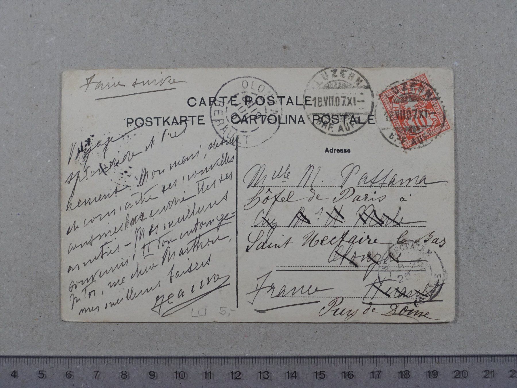 Ansichtskarten: Luzern, Pilatus, 1907 – Gebraucht aus Lenzburg von fh1 1