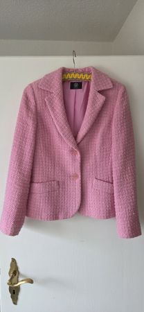 Bogner Pink Tweed Blazer, Baumwolle Seide, S/M 36 38