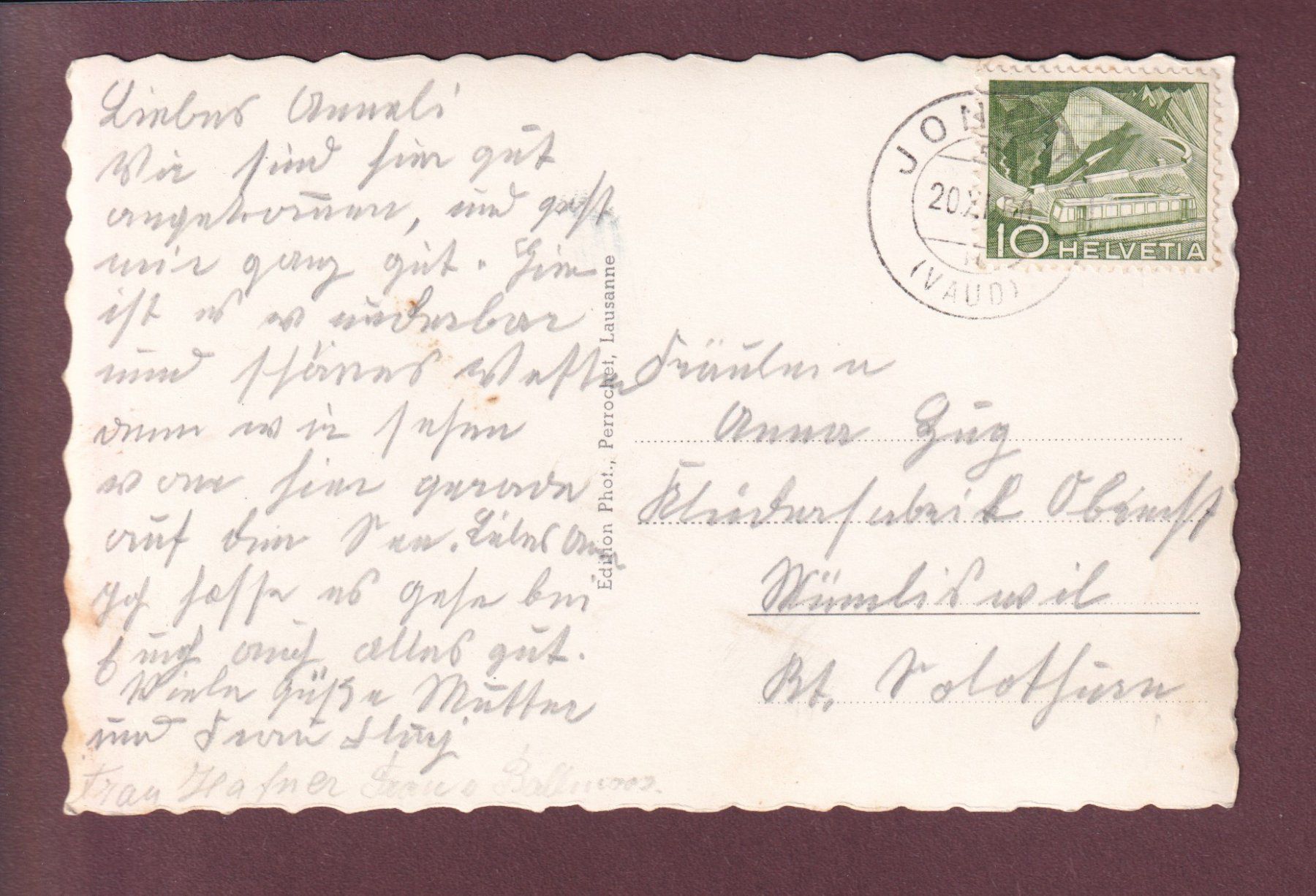 Cartoline postali: JONGNY - Maison de vacances Co-op - 1950 – Usato da Pully venduto da nicecards 1