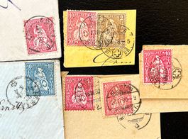 Briefe & Ausschnitte mit Sitzenden Helvetia - gestempelt ʘ