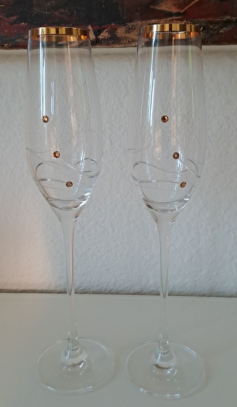 Swarovski Bicchieri: 2 wunderschöne Designer Champagnergläser von Swarovski – Nuovo (secondo la descrizione) da Wallisellen venduto da chanel007