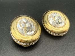Elegante vergoldene Ohrringe Swarovski-Kristallen, Vintage