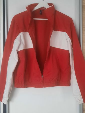 Trainingsjacke Divided rot weiss Reissverschluss sehr gut S 