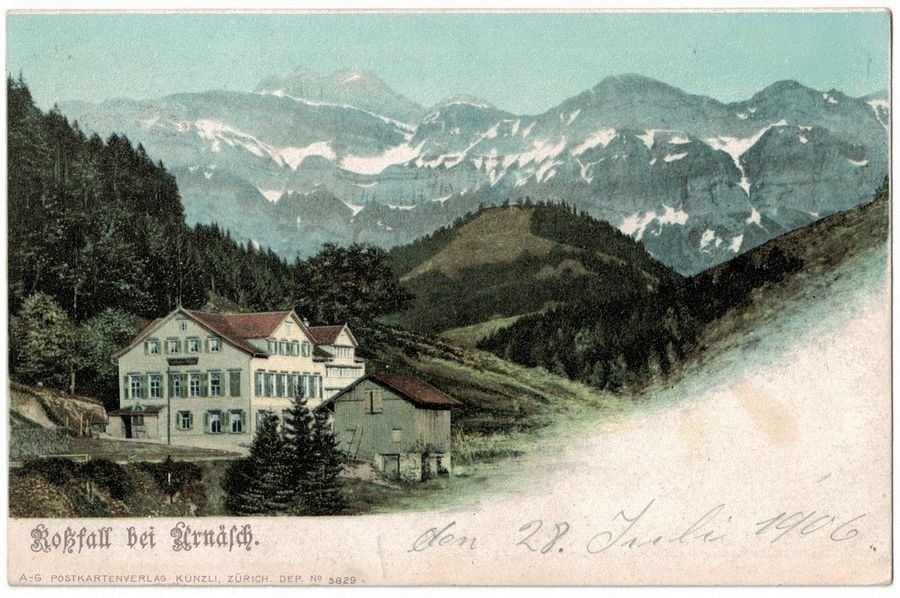 Cartoline postali: Rossfall bei Urnäsch, gelaufen 1906 – Usato da Frauenfeld venduto da POML