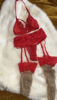 XS/S Lace Lingerie Set — Stockings, Suspender Belt, Thong