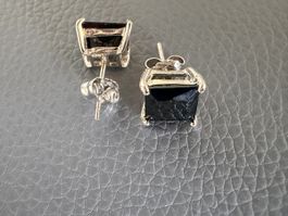 Neue Ohrstecker Silber rechteckig schwarz