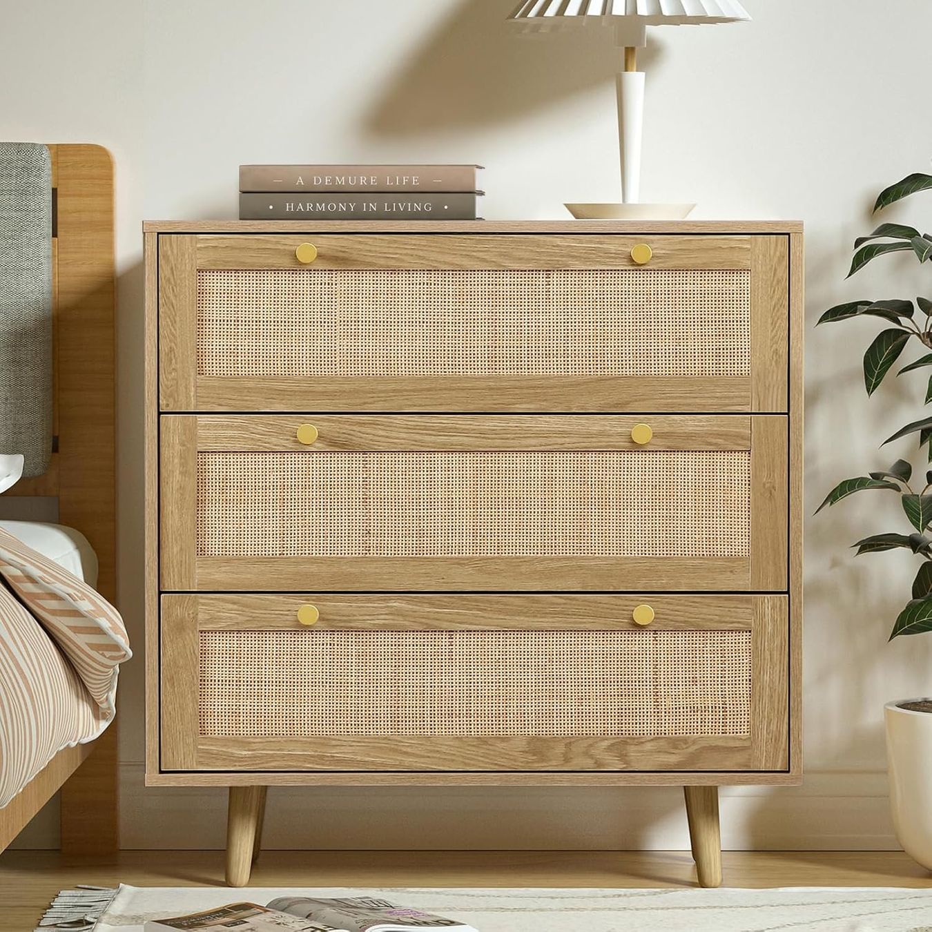 Cassettiere: Rattan Kommode 3 Schubladen Eiche 80x40x91,4 cm – Nuovo e nell'imballaggio originale da St. Gallen venduto da VerkaufsMaus50