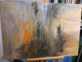 Originalgemälde auf Leinwand 100x70 cm, golden Unikat!!!