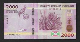 Burundi  2000  Francs  2015  Bankfrisch
