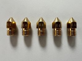 MK8 Extruder Nozzles Messing Düsen 0.4 mm. 3D-Drucker,Set 5