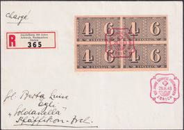 1943, W15 (Vierer vom Luxusblatt) auf LUXUS-FDC, Kat: 150.-+
