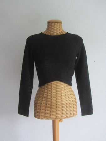 Cropped Langarmshirt schwarz - XS