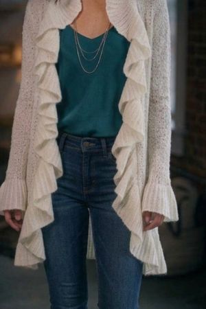 Cardigan donna Ella bianco con volant taglia M usato
