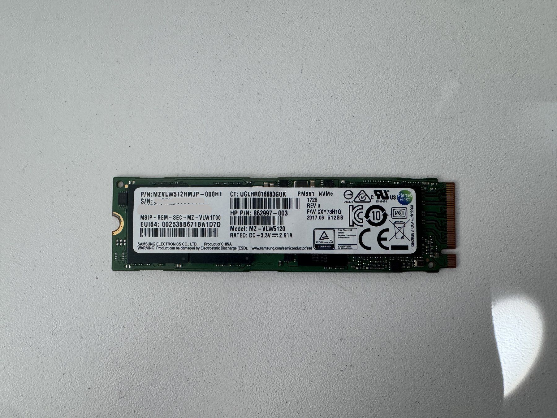 Samsung Dischi rigidi: Samsung PM961 NVMe SSD – Usato da Bremgarten AG venduto da joker_eat_world