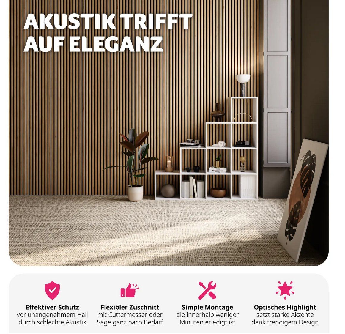 Piatti di portata: 2er Set Akustikpaneele Sonic Wall Eiche hell Holzoptik – Nuovo (secondo la descrizione) da Steinhausen venduto da Retourenprofis 3